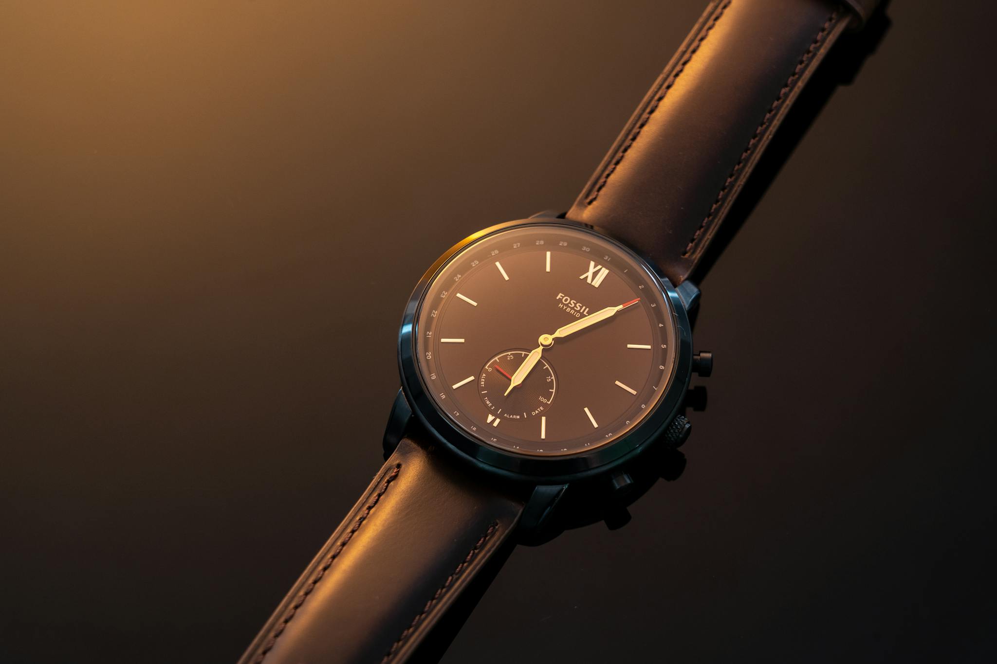 Sophisticated brown leather wristwatch, perfect for fashion accessories.